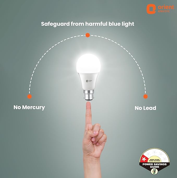Orient Electric 12W High Glow LED bulb| 180-degree wide beam angle| Voltage surge protection up to 4 kV| 6500K, Cool White| B22d base| Made in India| Pack of 2 - Image 5